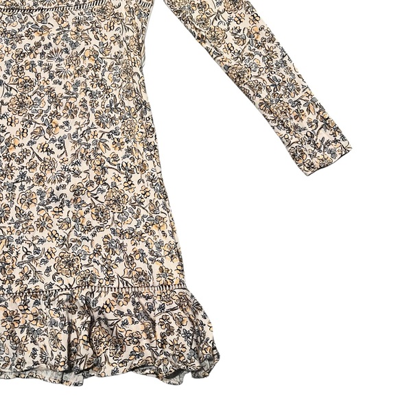 Free People Floral Square Neckline Open Back Cream Yellow Blue Mini Dress Size6 - Picture 5 of 8